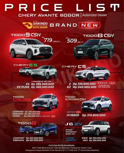 Pricelist Harga Chery andir 2025